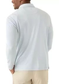 Men's Long Sleeve Houndstooth Polo Shirt