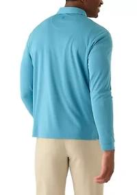 Men's Long Sleeve Houndstooth Polo Shirt