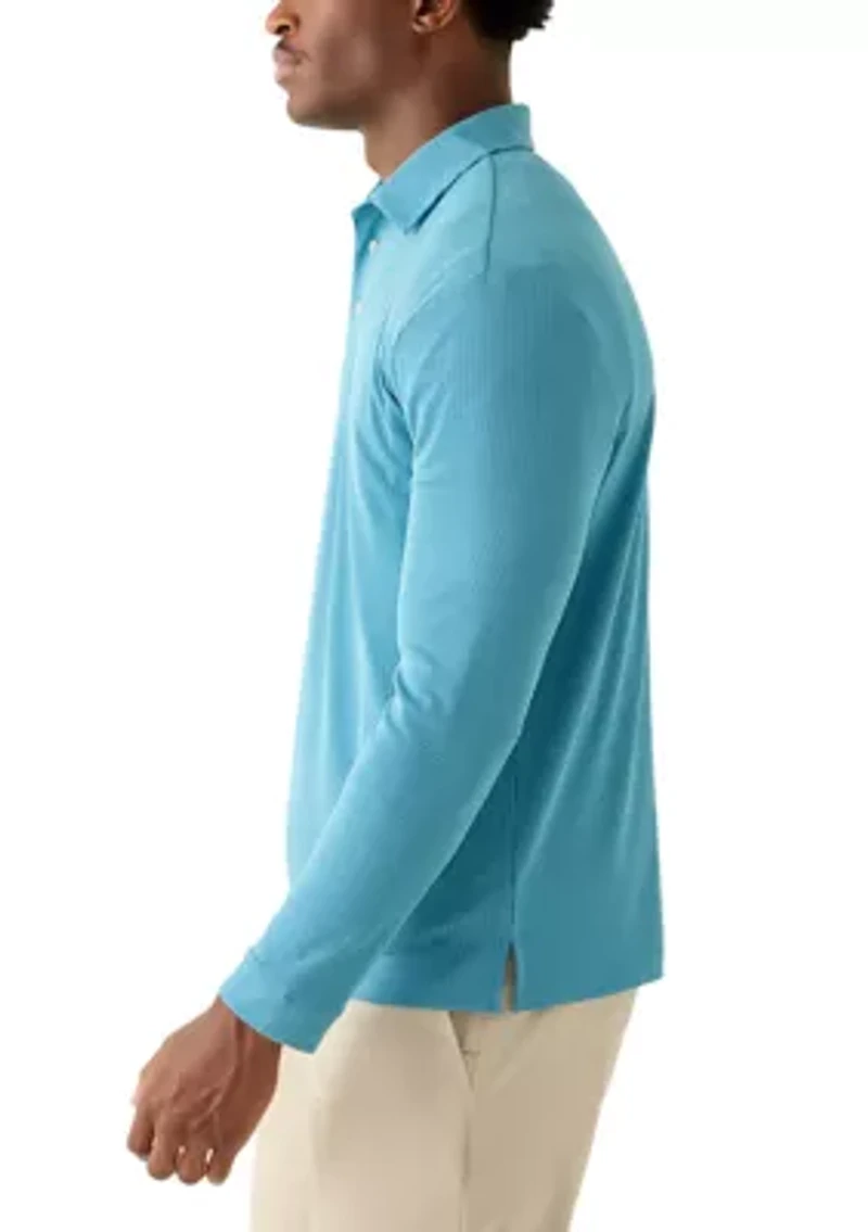 Men's Long Sleeve Houndstooth Polo Shirt