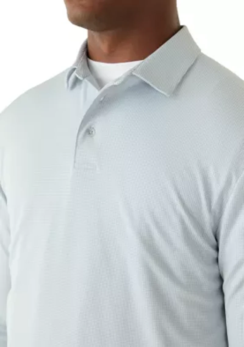 Men's Long Sleeve Houndstooth Polo Shirt