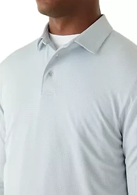 Men's Long Sleeve Houndstooth Polo Shirt