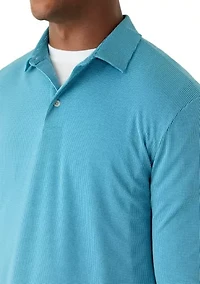 Men's Long Sleeve Houndstooth Polo Shirt