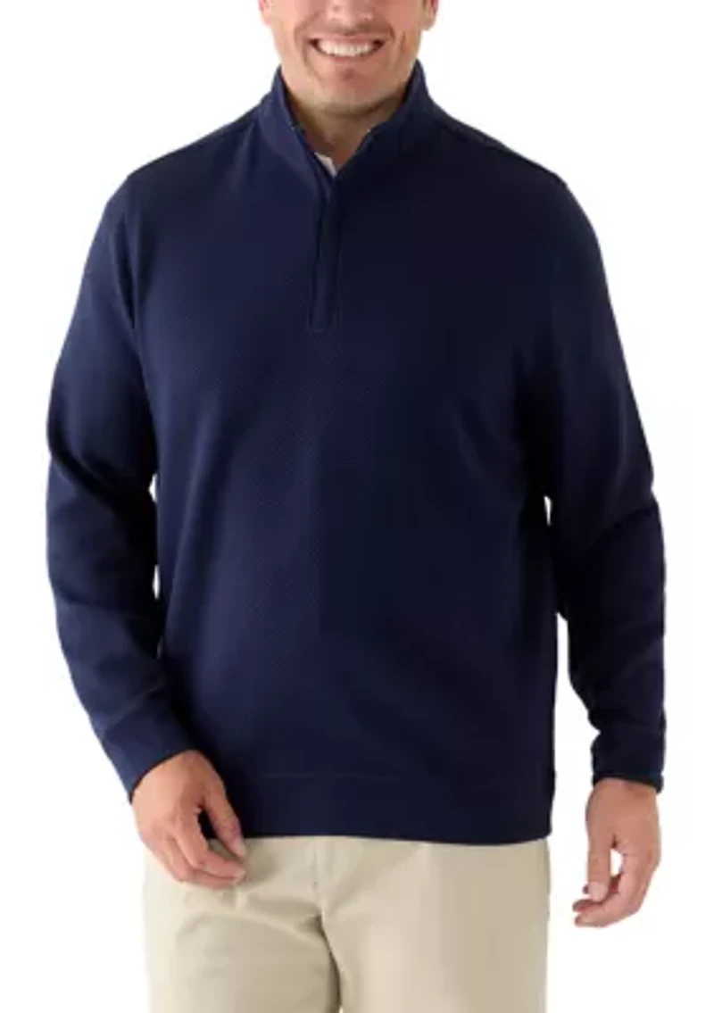 Big & Tall Midweight Argyle Quarter Zip Pullover