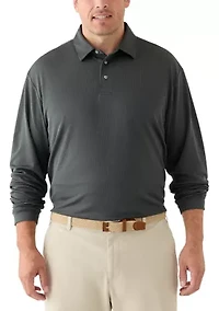 Big & Tall Long Sleeve Houndstooth Polo Shirt