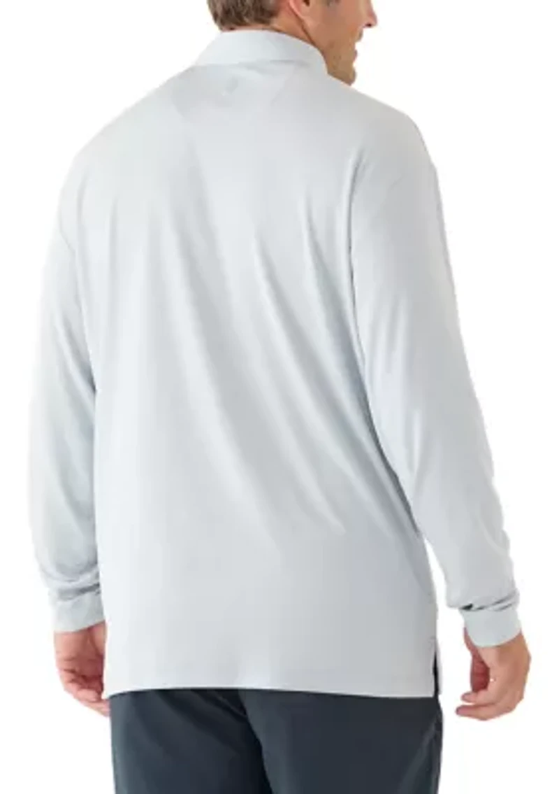 Big & Tall Long Sleeve Houndstooth Polo Shirt