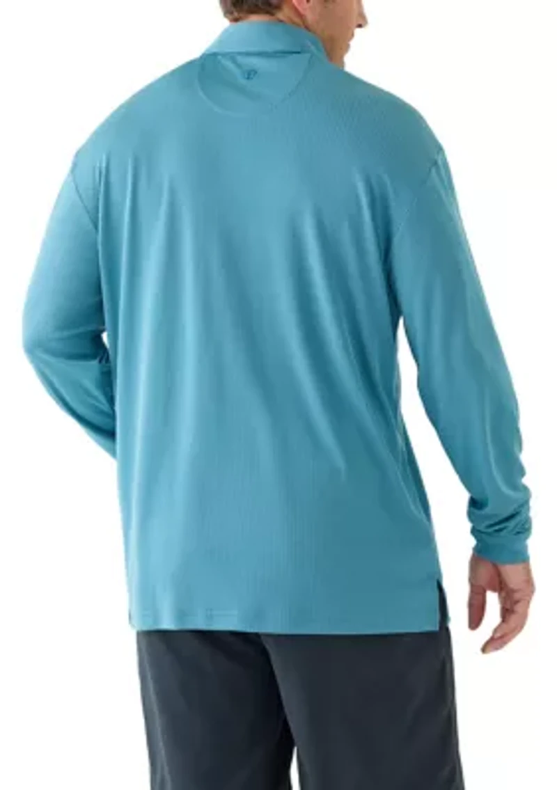 Big & Tall Long Sleeve Houndstooth Polo Shirt