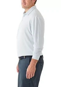 Big & Tall Long Sleeve Houndstooth Polo Shirt