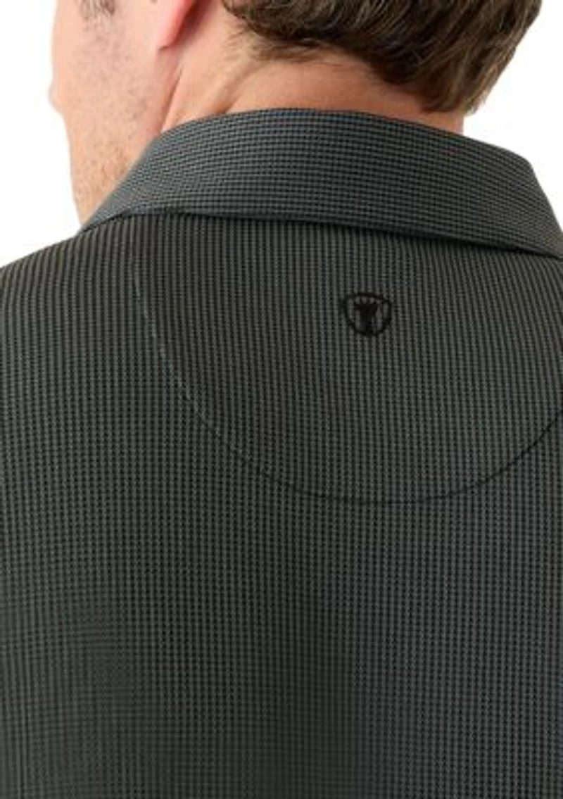 Big & Tall Long Sleeve Houndstooth Polo Shirt