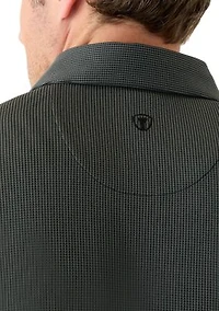 Big & Tall Long Sleeve Houndstooth Polo Shirt