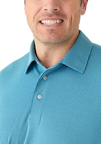 Big & Tall Long Sleeve Houndstooth Polo Shirt