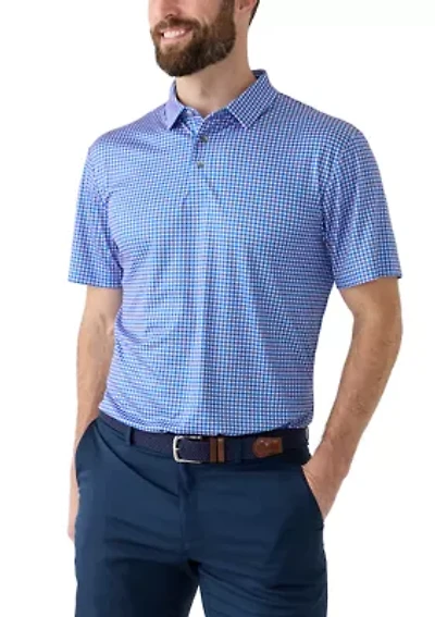 Men's Short Sleeve Gingham Print Polo Shirt