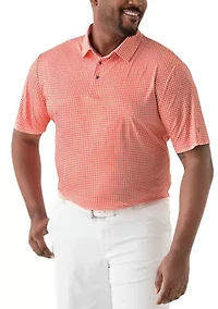 Big & Tall Short Sleeve Gingham Print Polo Shirt
