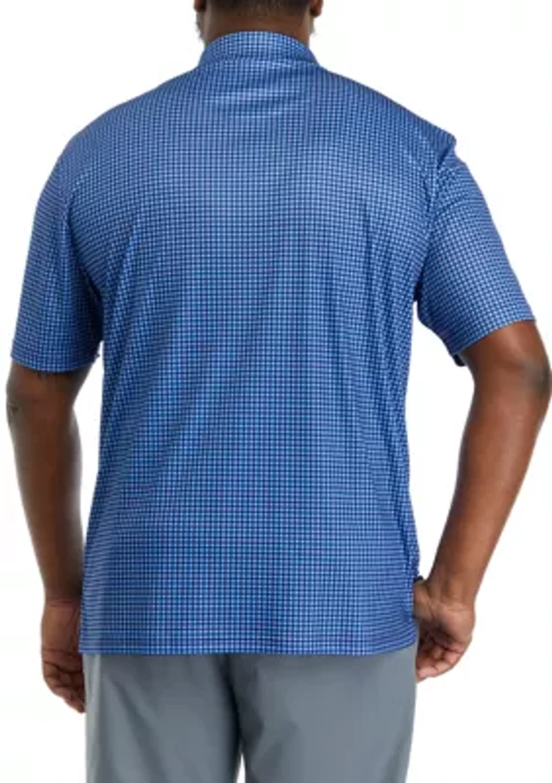 Big & Tall Short Sleeve Gingham Print Polo Shirt