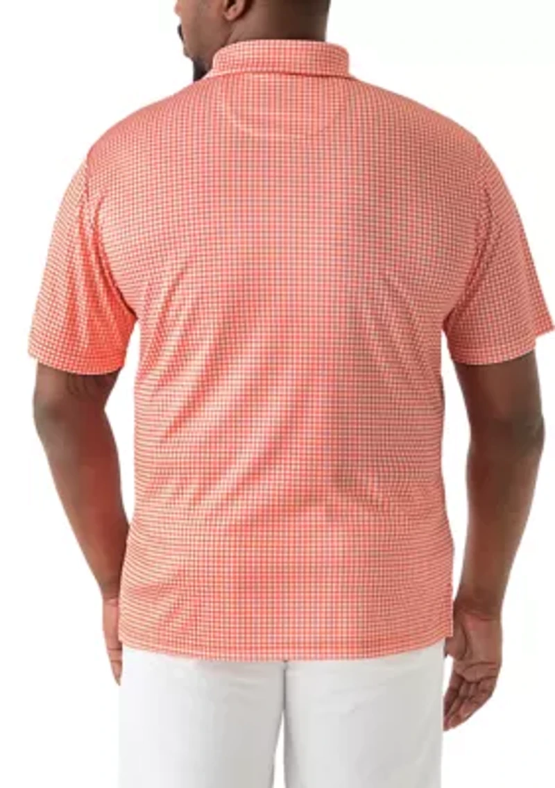 Big & Tall Short Sleeve Gingham Print Polo Shirt
