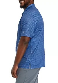Big & Tall Short Sleeve Gingham Print Polo Shirt