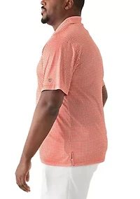 Big & Tall Short Sleeve Gingham Print Polo Shirt