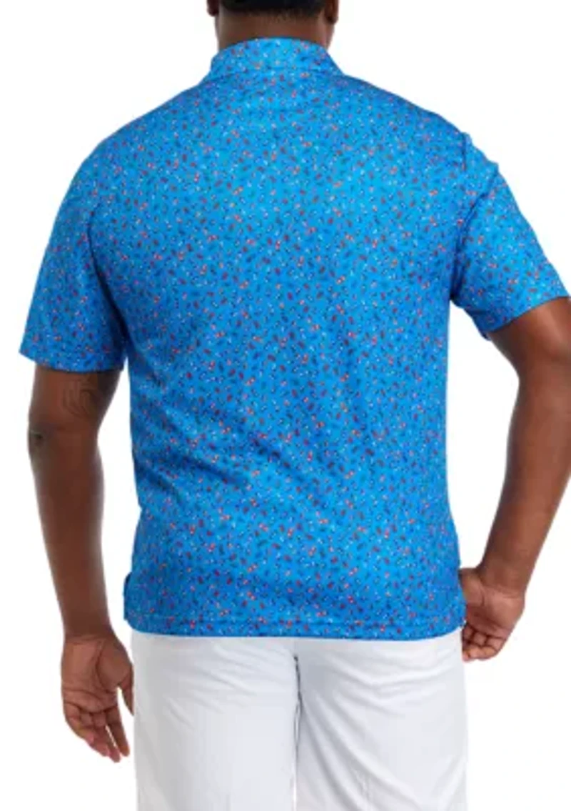 Big & Tall Short Sleeve Raspberry Lemonade Print Polo Shirt