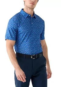 Men's Americana Golf Cart Print Polo Shirt