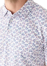 Men's Americana Golf Cart Print Polo Shirt