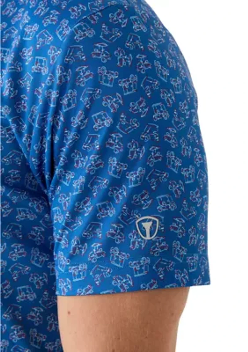Men's Americana Golf Cart Print Polo Shirt