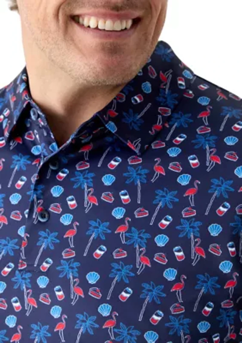 Big & Tall Short Sleeve American Summer Conversation Polo Shirt