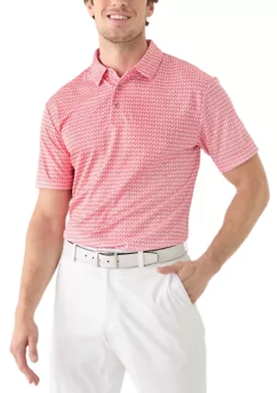 Big & Tall Short Sleeve Regimental Crab Print Polo Shirt