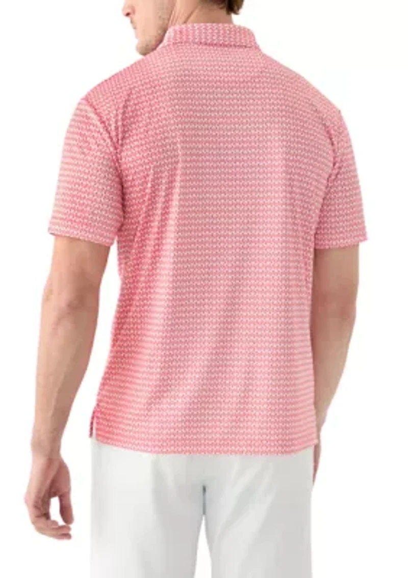 Big & Tall Short Sleeve Regimental Crab Print Polo Shirt