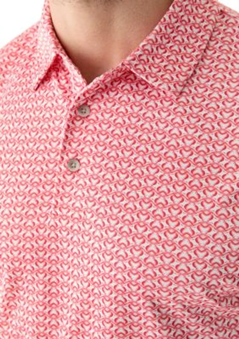 Big & Tall Short Sleeve Regimental Crab Print Polo Shirt