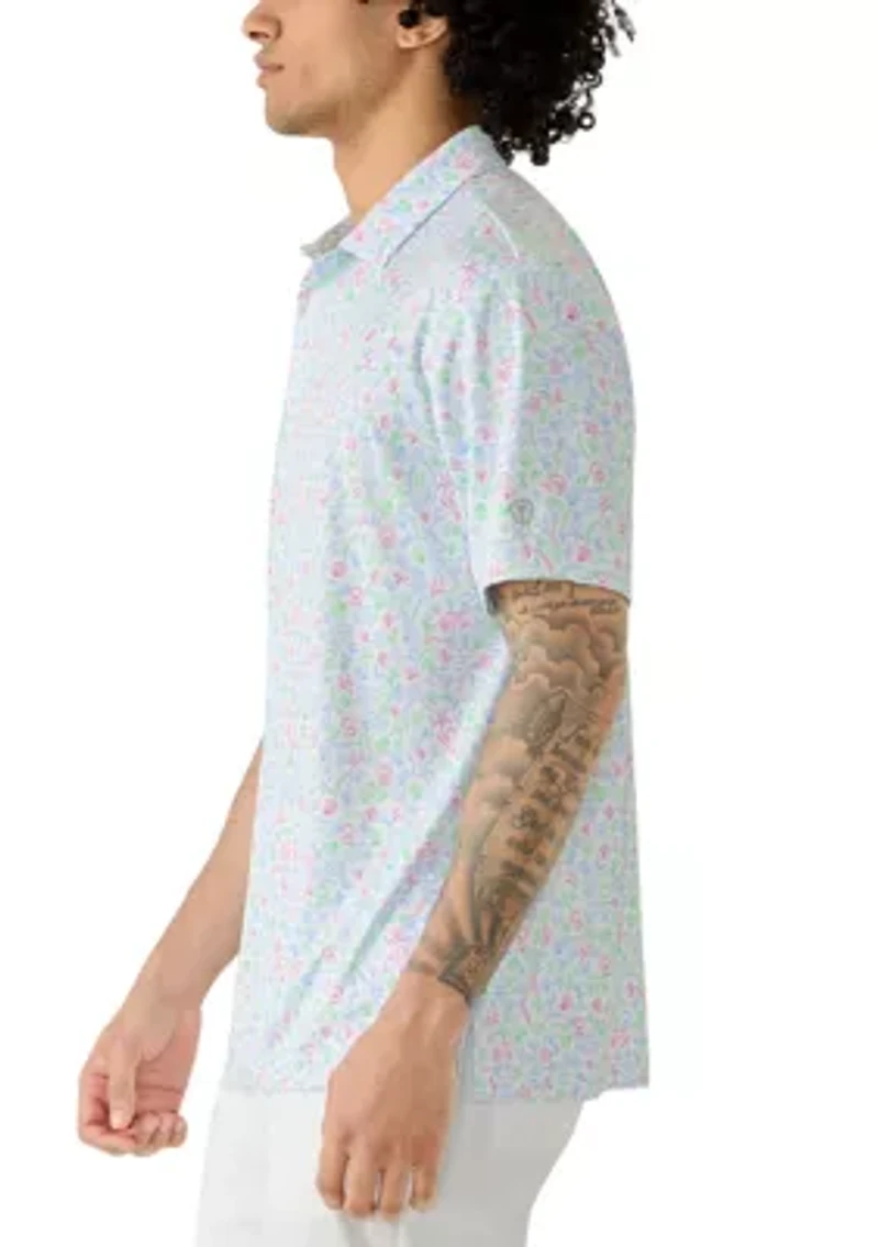 Men's Ocean Print Polo Shirt