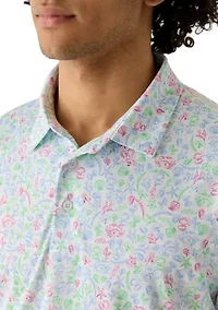 Men's Ocean Print Polo Shirt
