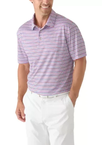 Men's Short Sleeve Multi Colored Striped Polo Shirt