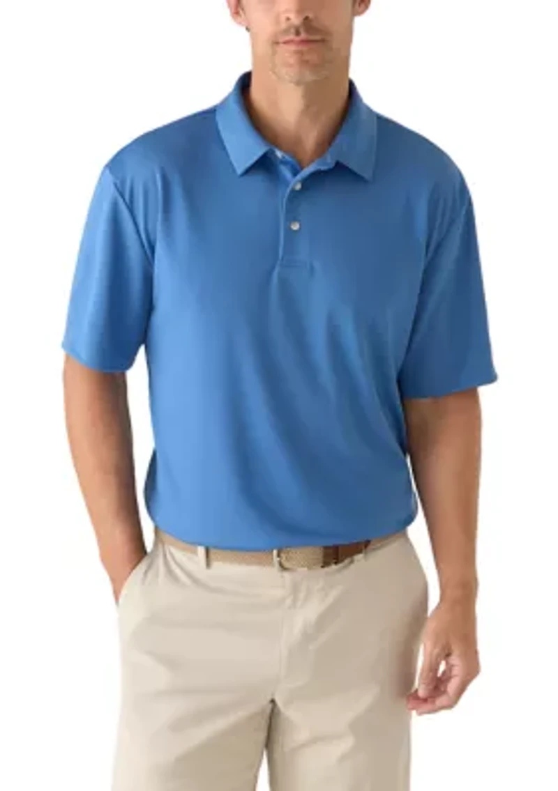 Men's Short Sleeve Performance Micro Mesh Texture Polo Shirt