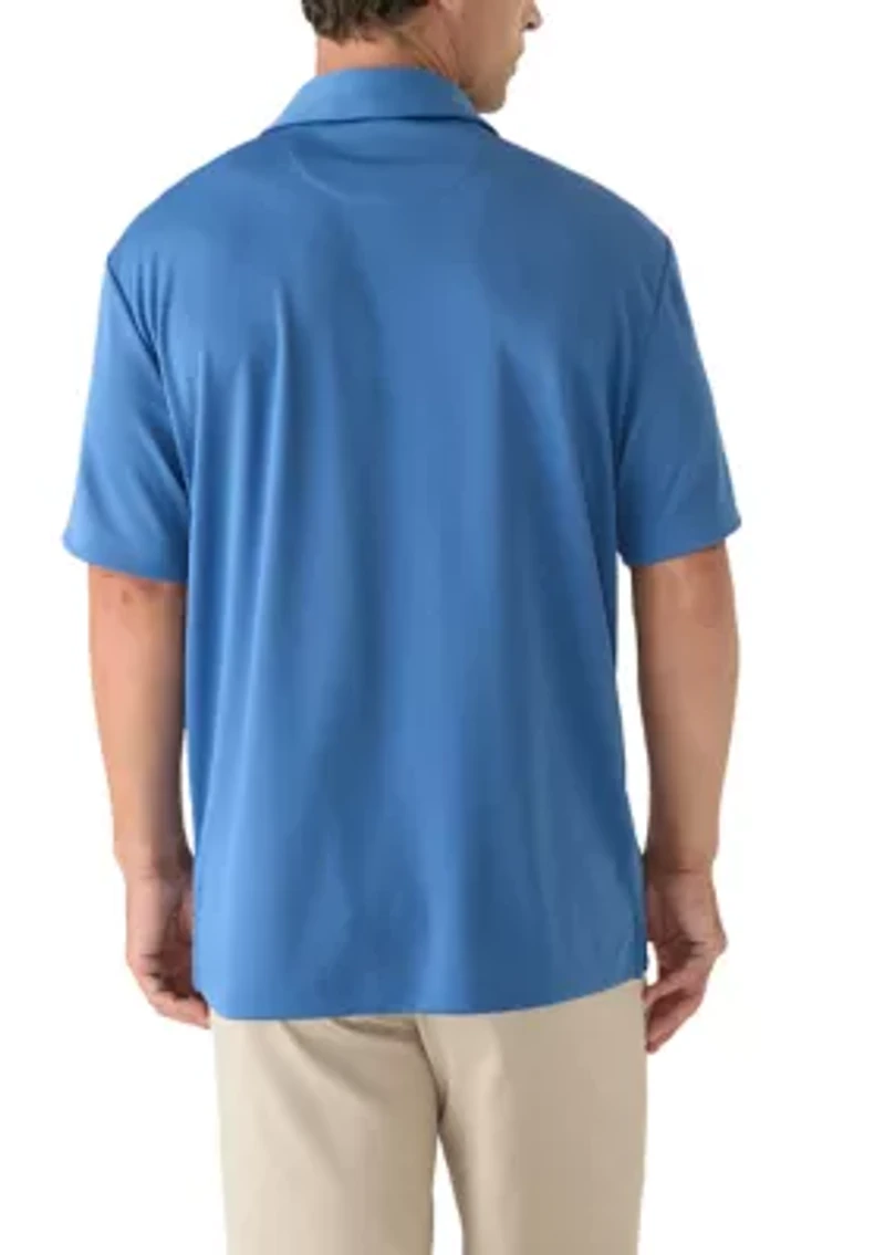 Men's Short Sleeve Performance Micro Mesh Texture Polo Shirt