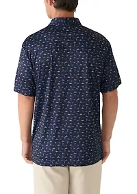 Men's Short Sleeve Surfing Dog Polo Shirt