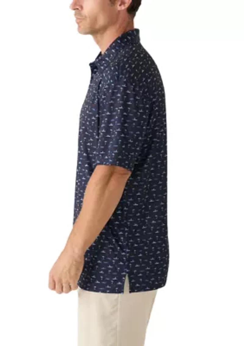 Men's Short Sleeve Surfing Dog Polo Shirt