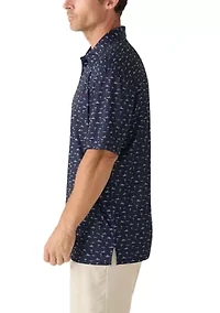 Men's Short Sleeve Surfing Dog Polo Shirt