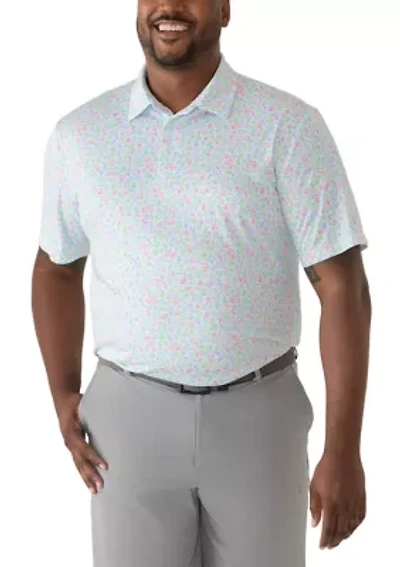 Big & Tall Short Sleeve Linear Ocean Polo Shirt