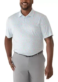 Big & Tall Short Sleeve Linear Ocean Polo Shirt