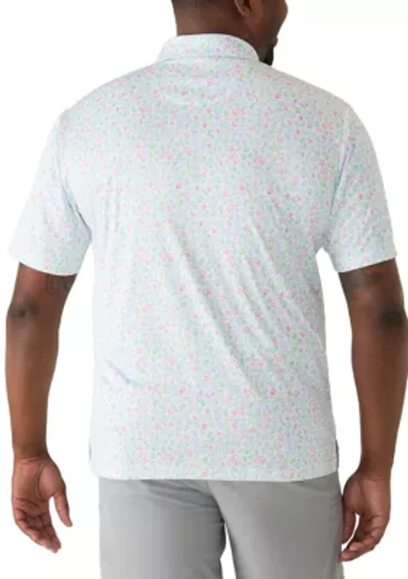 Big & Tall Short Sleeve Linear Ocean Polo Shirt