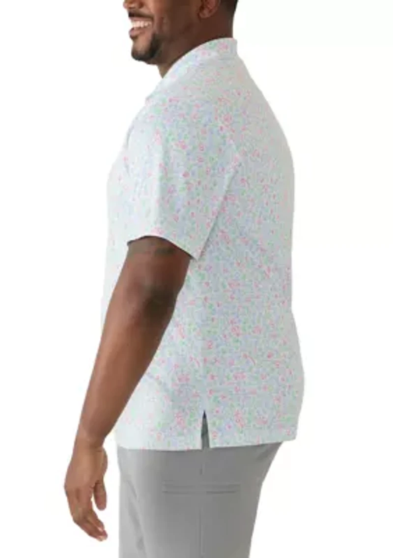 Big & Tall Short Sleeve Linear Ocean Polo Shirt