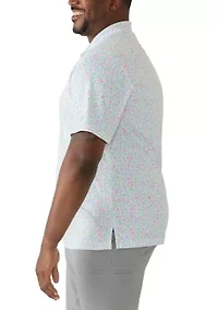 Big & Tall Short Sleeve Linear Ocean Polo Shirt