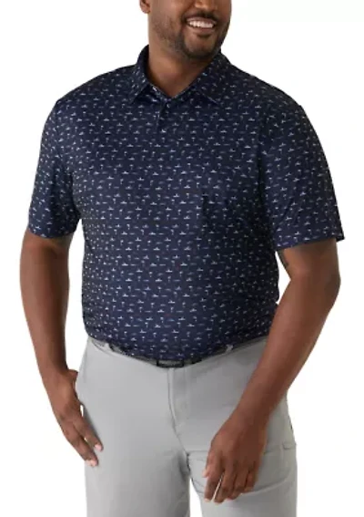 Big & Tall Short Sleeve Surfing Dog Polo Shirt