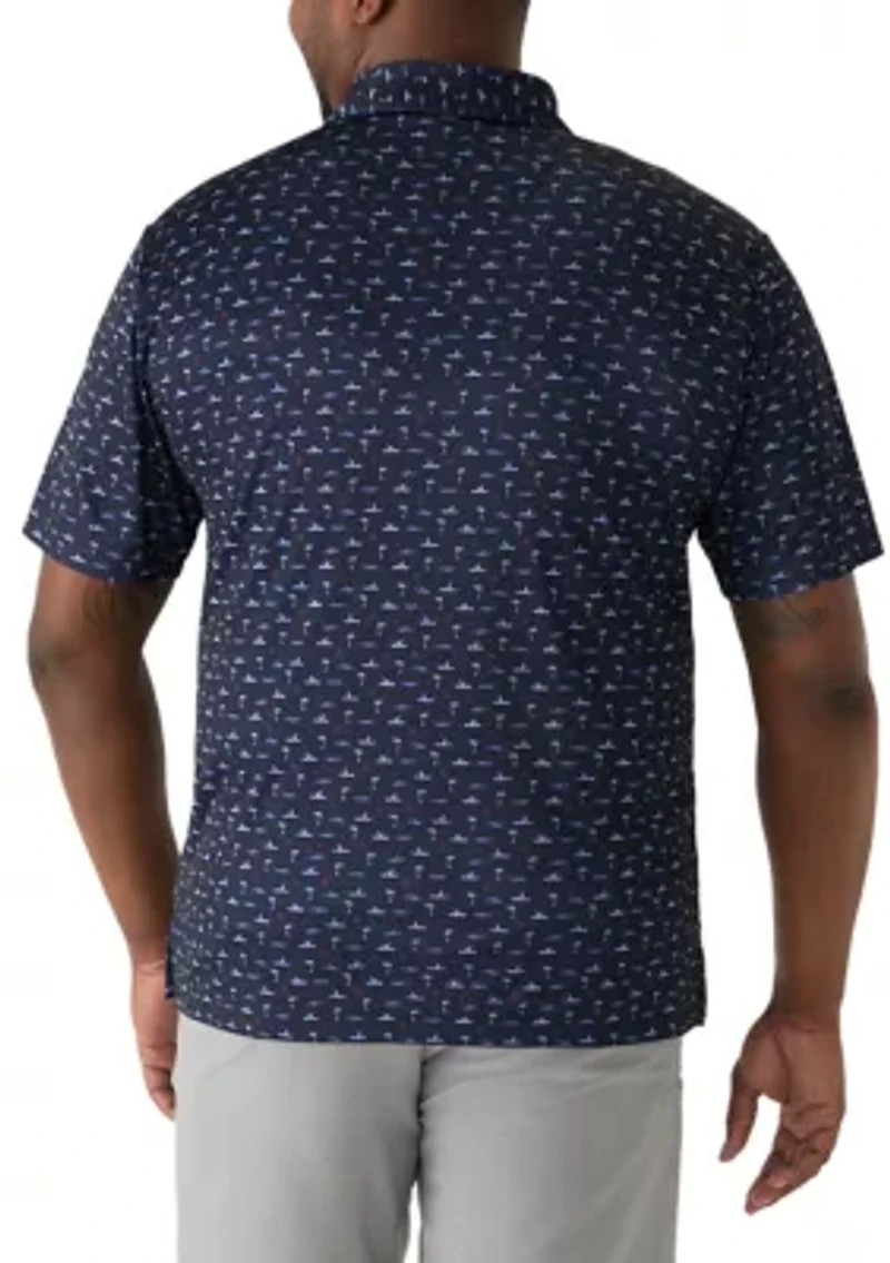 Big & Tall Short Sleeve Surfing Dog Polo Shirt