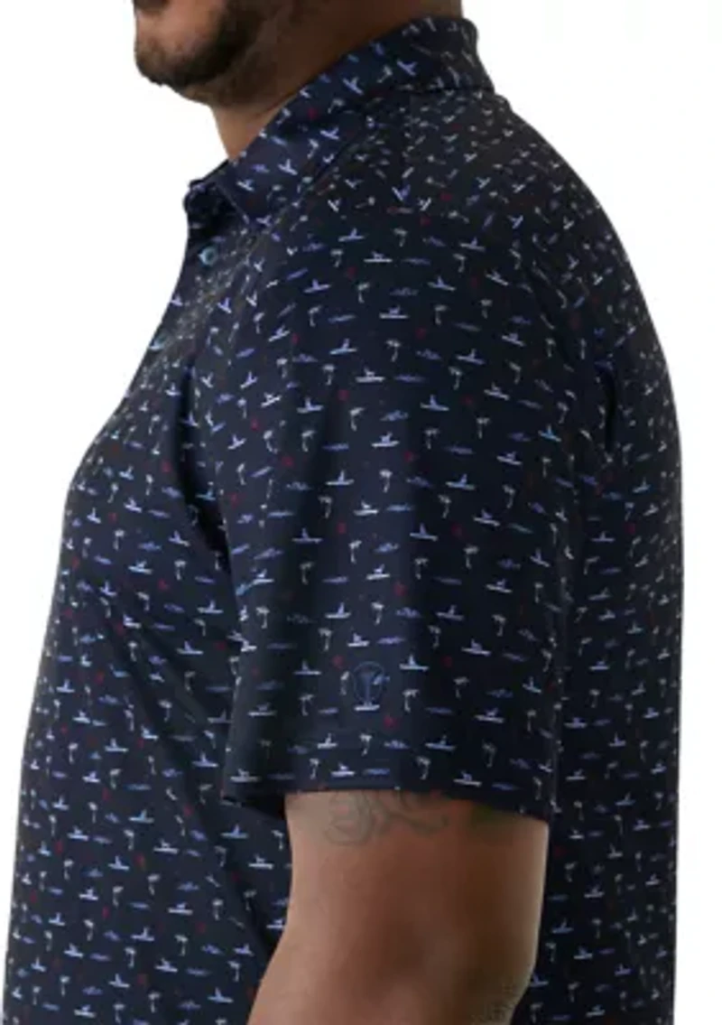 Big & Tall Short Sleeve Surfing Dog Polo Shirt