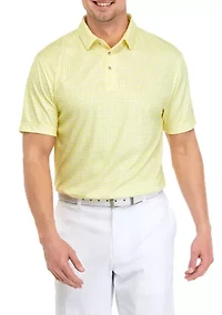 Men's Short Sleeve Gingham Print Polo Shirt