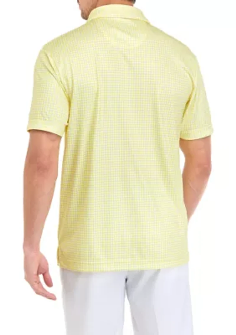 Men's Short Sleeve Gingham Print Polo Shirt