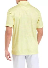 Men's Short Sleeve Gingham Print Polo Shirt