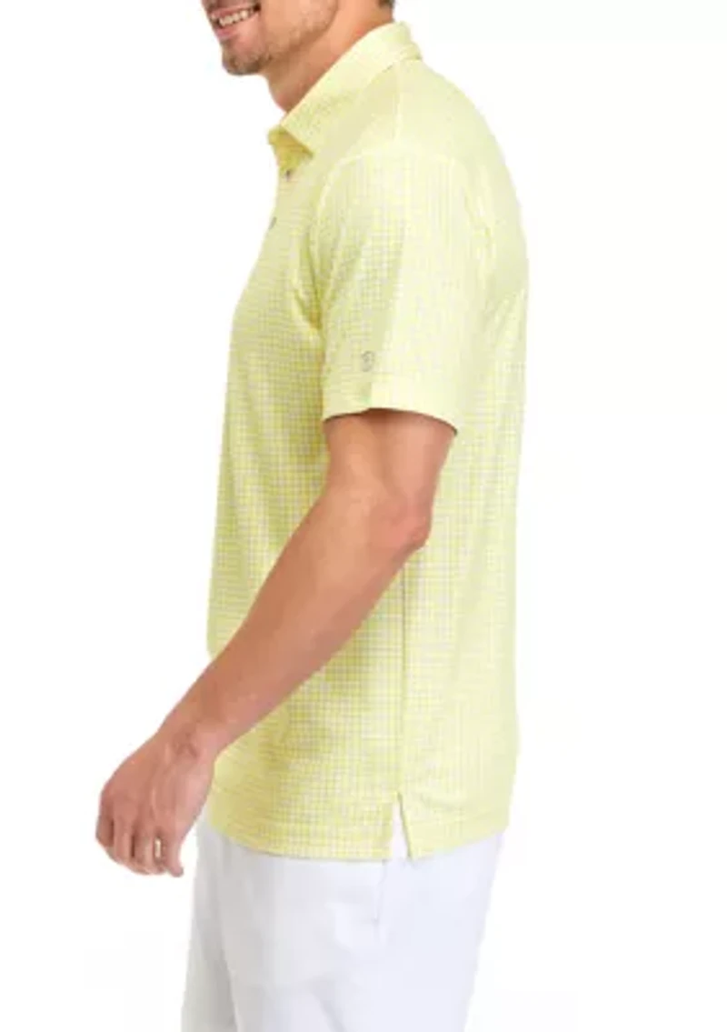 Men's Short Sleeve Gingham Print Polo Shirt