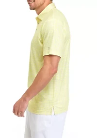 Men's Short Sleeve Gingham Print Polo Shirt