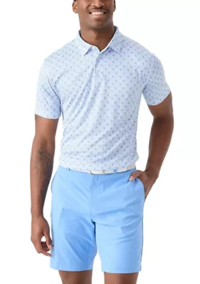 Men's Short Sleeve Angler Fish Print Polo Shirt